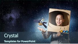  Presentation with satellite - Slide deck with student satellite - she wants to become astronaut background and a ocean colored foreground