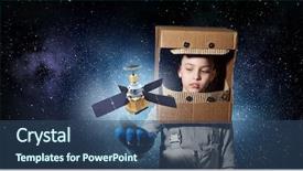  Presentation with satellite - Amazing PPT theme having student satellite - she wants to become astronaut backdrop and a ocean colored foreground