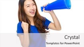  Presentation with student - Presentation design consisting of student shout with loud speaker background and a white colored foreground