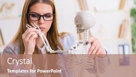  Presentation with skeleton - Slide set having student-sitting-in-classroom background and a coral colored foreground