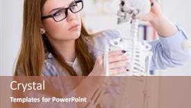  Presentation with skeleton - Theme consisting of student-sitting-in-classroom background and a coral colored foreground