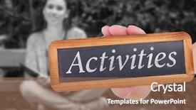  Presentation with music book - PPT layouts featuring student sitting on bench listening background and a coral colored foreground