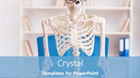  Presentation with skeleton - Slide deck featuring student skeleton preparing for exams background and a teal colored foreground