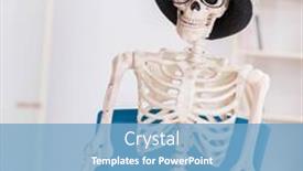  Presentation with skeleton - Colorful slide deck enhanced with student-skeleton-preparing-for-exams backdrop and a light blue colored foreground
