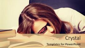  Presentation with sleeping - PPT theme featuring student sleep - exhausted teenage woman sleeping background and a lemonade colored foreground