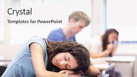  Presentation with sleeping - Theme consisting of student sleeping on her desk background and a light gray colored foreground