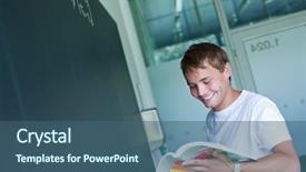  Presentation with math problem solving - Slides featuring student solving a math problem background and a ocean colored foreground