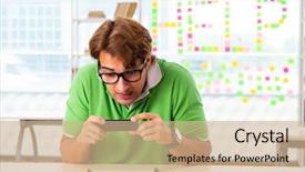  Presentation with test exam student - Presentation theme enhanced with student struggling at the exam background and a coral colored foreground