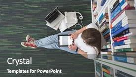  Presentation with music school - PPT theme consisting of student study in school library background and a dark gray colored foreground