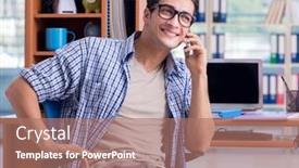  Presentation with exam - PPT theme enhanced with student-studying-at-home-preparing background and a coral colored foreground