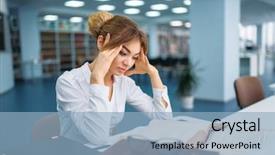  Presentation with library - Slide set consisting of student studying book in library background and a  colored foreground