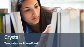  Presentation with hispanic - Audience pleasing theme consisting of student studying in the library backdrop and a ocean colored foreground