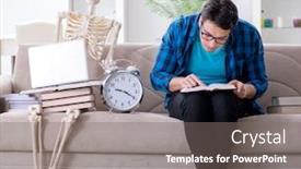  Presentation with skeleton - Slides having student-studying-with-skeleton-preparing background and a gray colored foreground