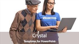  Presentation with cyber stalking computer laptop suffering - Amazing slide deck having student support services - young female volunteer backdrop and a violet colored foreground