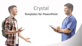  Presentation with student health - Colorful presentation theme enhanced with student-talking-to-a-health backdrop and a white colored foreground