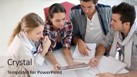  Presentation with young people diversity - PPT theme having student technology - young people meeting with digital background and a  colored foreground