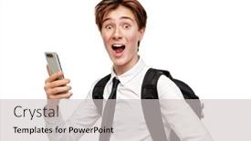  Presentation with social networks - Beautiful PPT layouts featuring student-teen-boy-holds backdrop and a light gray colored foreground