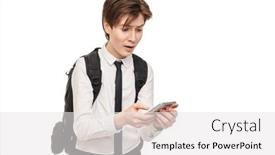  Presentation with social networks - Colorful presentation design enhanced with student-teen-boy-looks backdrop and a white colored foreground