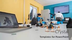  Presentation with invention - Slides featuring student-testing-his-new-invention background and a light gray colored foreground