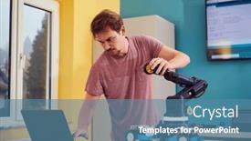  Presentation with robotic arm - Presentation consisting of student-testing-his-new-invention background and a teal colored foreground