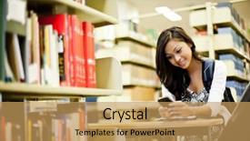  Presentation with nurse student - PPT theme featuring student texting on the phone background and a yellow colored foreground