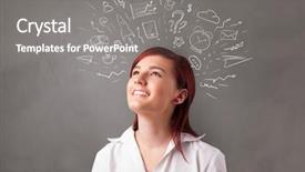  Presentation with bubble - Amazing slide deck having student thinking with speech bubble backdrop and a gray colored foreground