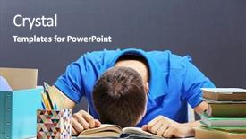  Presentation with exam - Slides enhanced with student tired of studying background and a gray colored foreground