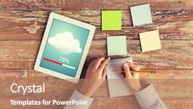  Presentation with education data - PPT theme consisting of student transfer - business education people and technology background and a coral colored foreground