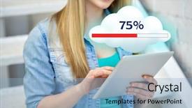  Presentation with cloud technology - Audience pleasing presentation theme consisting of student transfer - people technology cloud computing backdrop and a light blue colored foreground