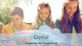  Presentation with information technology cloud - PPT theme featuring student transfer - technology cloud computing and people background and a light blue colored foreground