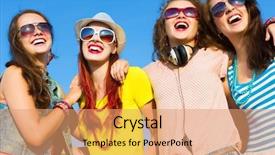  Presentation with close up of young girls - Audience pleasing presentation design consisting of young attractive girls having fun backdrop and a coral colored foreground