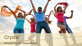  Presentation with people enjoying - PPT layouts enhanced with fun music - large group of young people background and a cream colored foreground