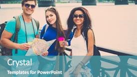  Presentation with tourism river philippines - Cool new PPT theme with student excursion - multi-ethnic friends tourists with map backdrop and a  colored foreground