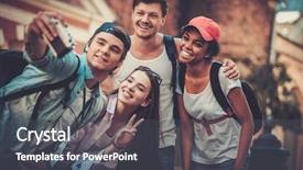  Presentation with old city of jerusalem - PPT theme featuring selfie in an old city background and a dark gray colored foreground