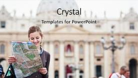  Presentation with vatican - Slides featuring travel italy - pretty young female tourist studying background and a white colored foreground