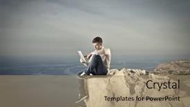  Presentation with rock - Cool new theme with students travelling - young man sitting backdrop and a coral colored foreground