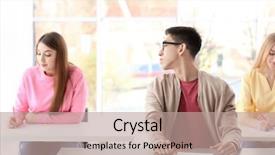  Presentation with student - Beautiful theme featuring tried tested - asian student trying to copy backdrop and a coral colored foreground