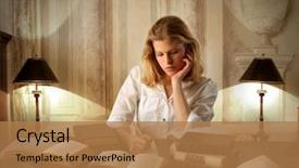  Presentation with ancient book - PPT theme having student underlining and reading book background and a coral colored foreground