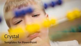  Presentation with elementary - PPT theme with student using a maths abacus at the elementary school background and a yellow colored foreground