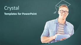  Presentation with teal - Colorful PPT theme enhanced with student using tablet against teal backdrop and a ocean colored foreground