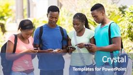  Presentation with modern - PPT layouts with student using their cell phone background and a ocean colored foreground