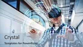  Presentation with locker room - Beautiful slides featuring student using virtual reality backdrop and a light blue colored foreground