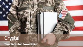  Presentation with female veteran - Slides with student veteran - close up view of female background and a violet colored foreground