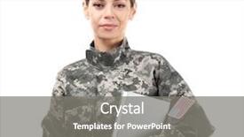  Presentation with female veteran - Theme consisting of student veteran - female soldier with book background and a gray colored foreground