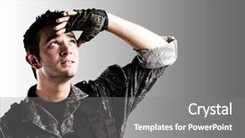  Presentation with student veteran - Cool new theme with student veteran - portrait of young soldier handsome backdrop and a gray colored foreground