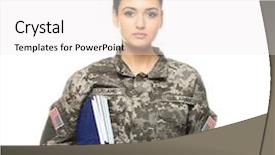  Presentation with female veteran - Audience pleasing presentation consisting of student veteran - pretty female cadet of military backdrop and a white colored foreground
