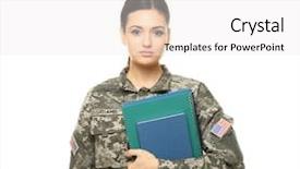  Presentation with female veteran - Amazing presentation theme having student veteran - pretty female cadet of military backdrop and a white colored foreground