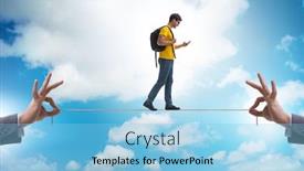  Presentation with rope - PPT layouts enhanced with student-walking-on-tight-rope background and a light blue colored foreground