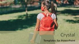 Presentation with college campus - Presentation theme consisting of student-wearing-mask-on-campus background and a mint green colored foreground