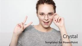  Presentation with student - Cool new slides with student wears grey sweater round backdrop and a  colored foreground